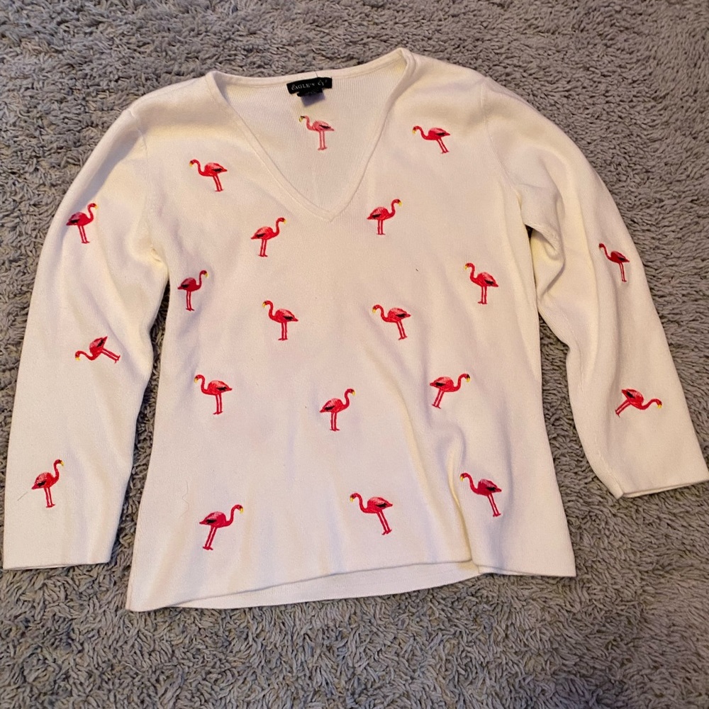Flamingo v neck sweater